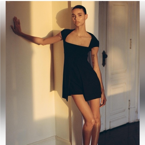 Zara Black Front Bow Romper Dress - Picture 1 of 15